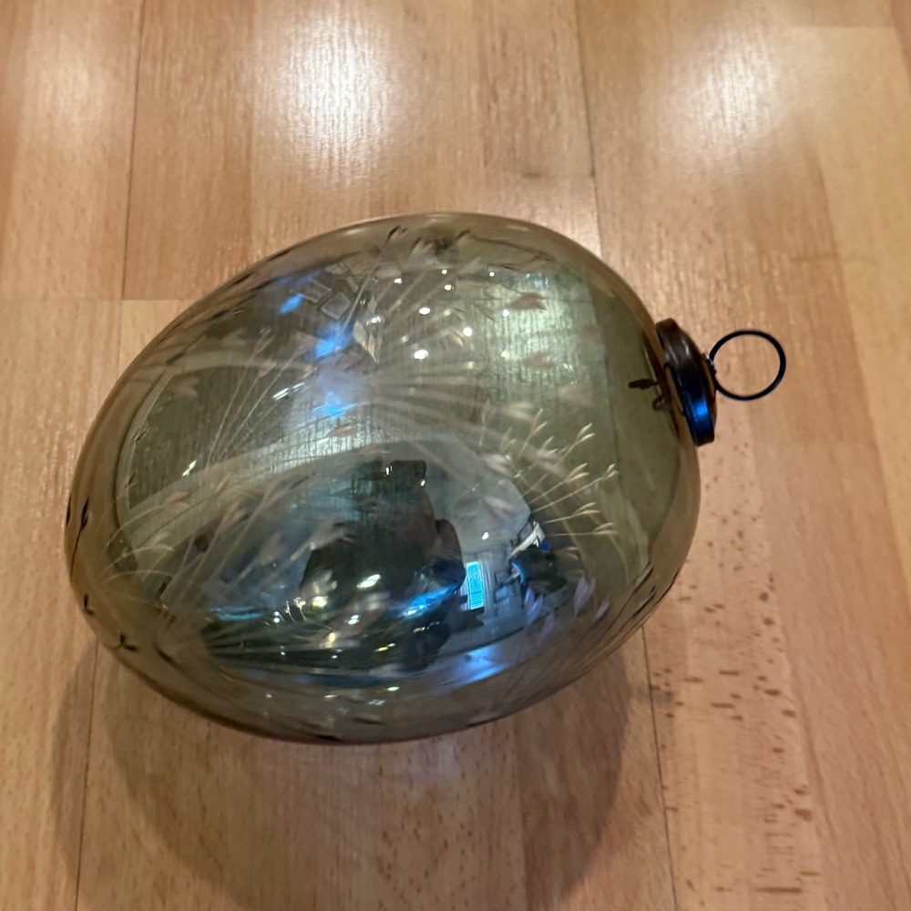 Glass Ornament with Etched Design